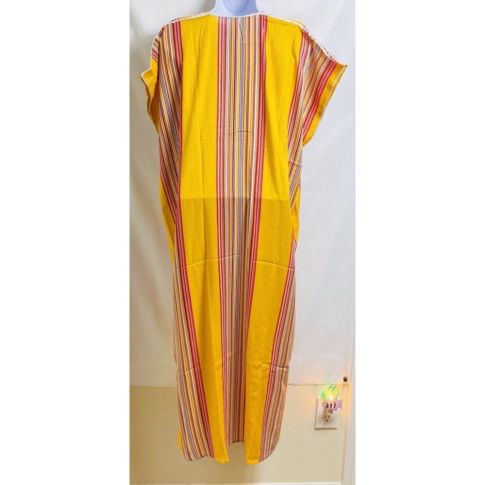 Morrocan Casual Summer Dress GANDORA handmade One Size Yellow NEW - Picture 3 of 3